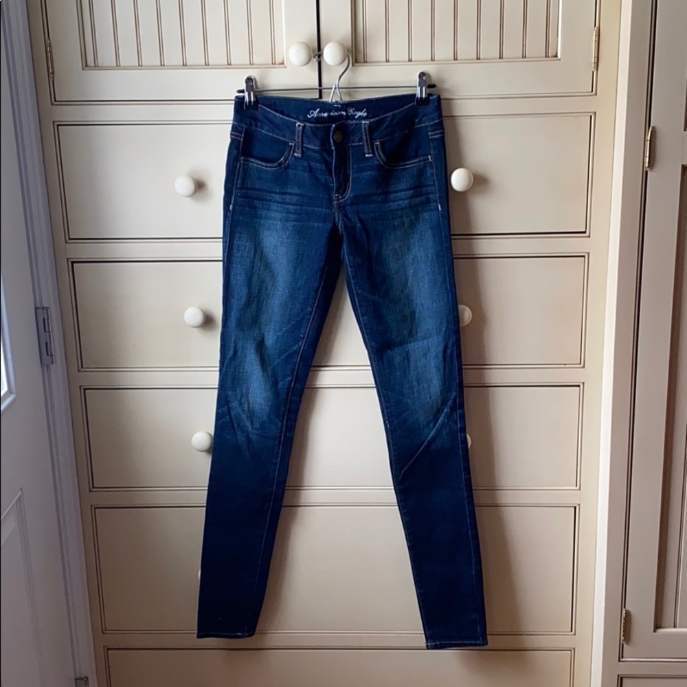 American Eagle Dark Wash Skinny Jeans Sz 2 Long